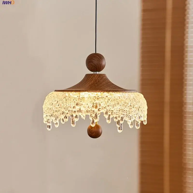 Modern wood and crystal iceberg acrylic pendant lights dining room