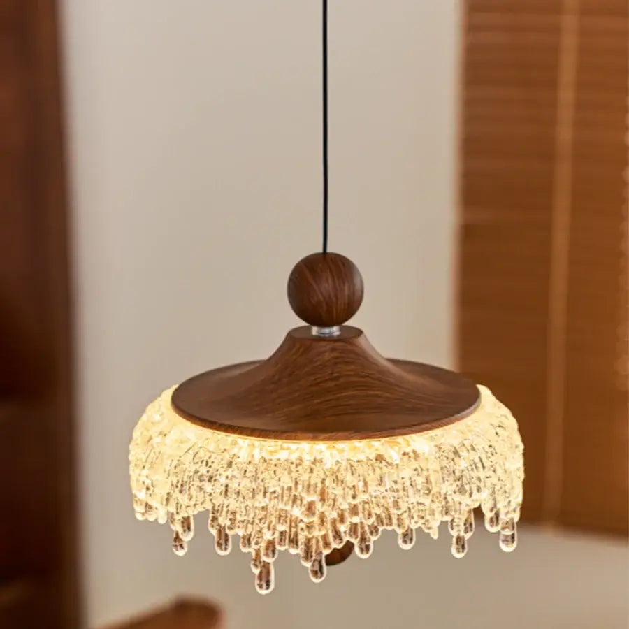 Modern wood and crystal iceberg acrylic pendant lights dining room