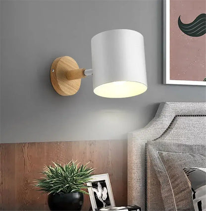 Modern wood and metal wall sconce – bedroom aisle led wood wall light