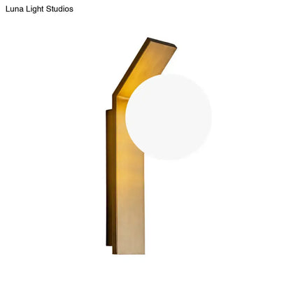 Modern wood and milk glass shade wall sconce dining room light