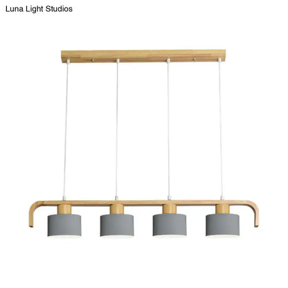 Modern wood and mint green 3 light chandelier for dining room kitchen