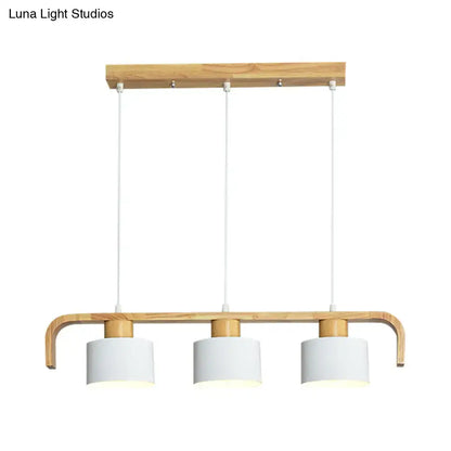 Modern wood and mint green 3 light chandelier for dining room kitchen