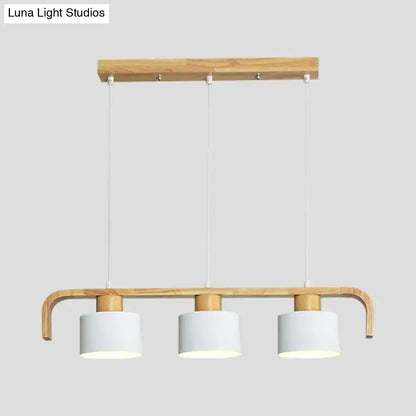 Modern wood and mint green 3 light chandelier for dining room kitchen