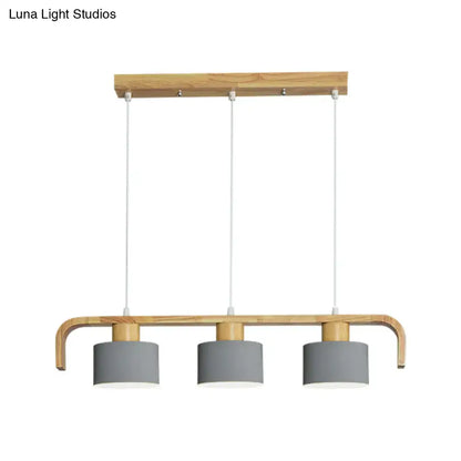 Modern wood and mint green 3 light chandelier for dining room kitchen
