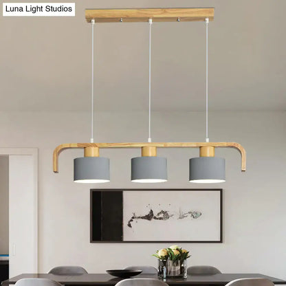 Modern wood and mint green 3 light chandelier for dining room kitchen