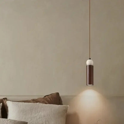 Modern wood and travertine iron led pendant light for living room