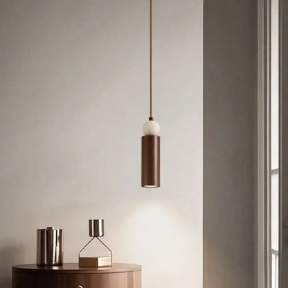 Modern wood and travertine iron led pendant light for living room