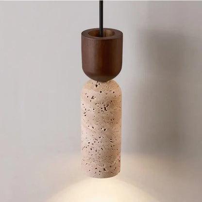 Modern wood and travertine led wall lamp bedroom sconce