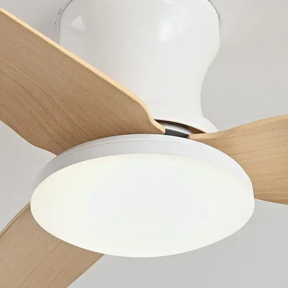 Modern wood and white ceiling fan with 30w remote control bedroom light