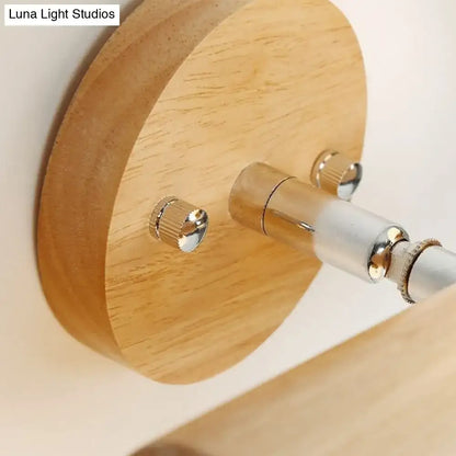 Modern wood and white glass ball rotating wall sconce bedroom light