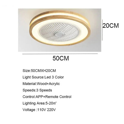 Modern wood and white led ceiling fan with remote for bedroom