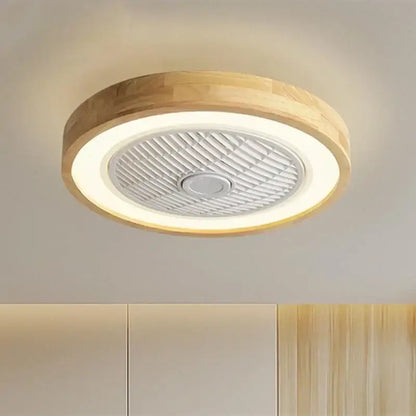 Modern wood and white led ceiling fan with remote for bedroom