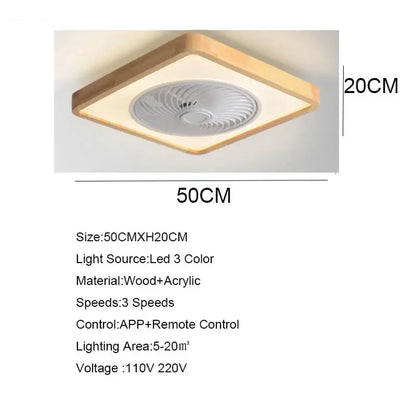 Modern wood and white led ceiling fan with remote for bedroom