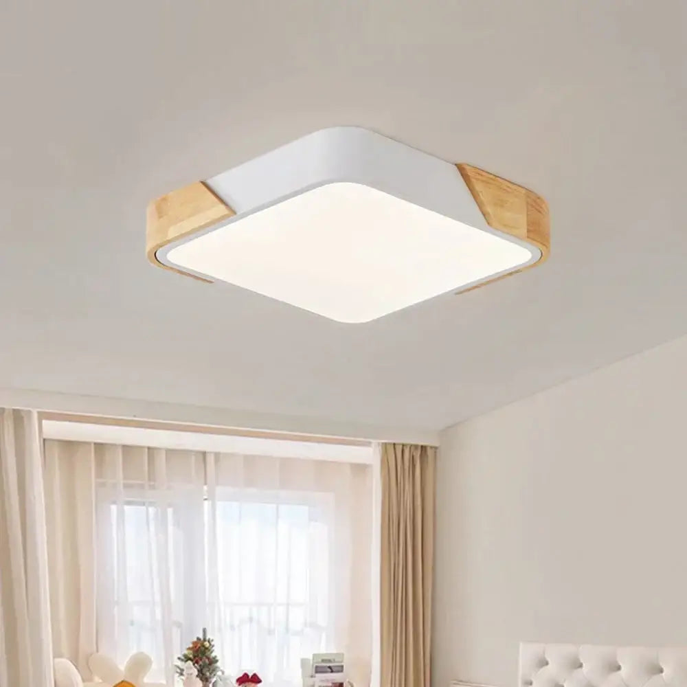 Modern wood and white led ceiling light bedroom decor