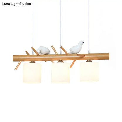 Modern wood bird branch pendant light for dining room led compatible