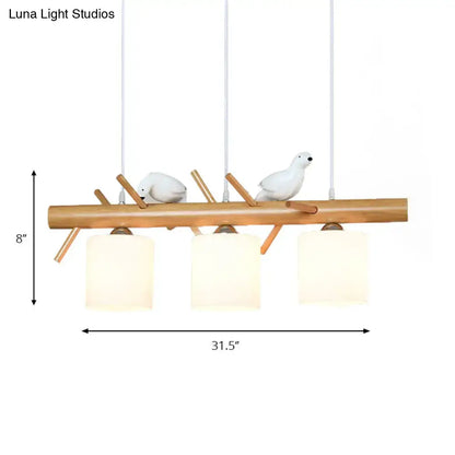 Modern wood bird branch pendant light for dining room led compatible