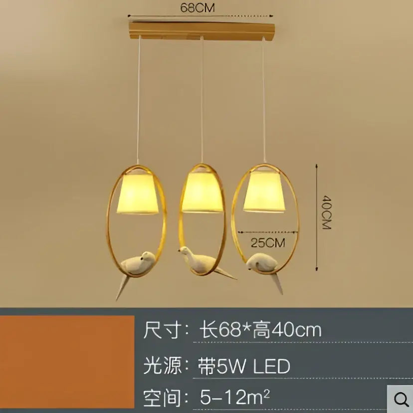 Modern wood bird glass pendant light kitchen hanging lamp