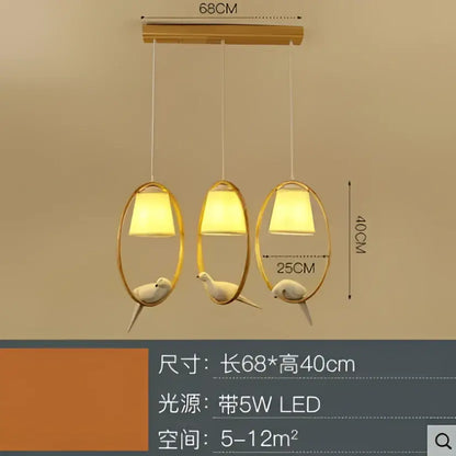 Modern wood bird glass pendant light kitchen hanging lamp