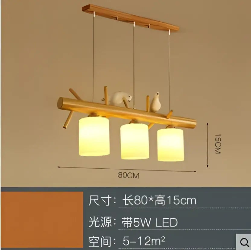 Modern wood bird glass pendant light kitchen hanging lamp