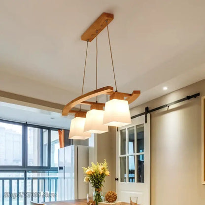 Modern wood bird glass pendant light kitchen hanging lamp