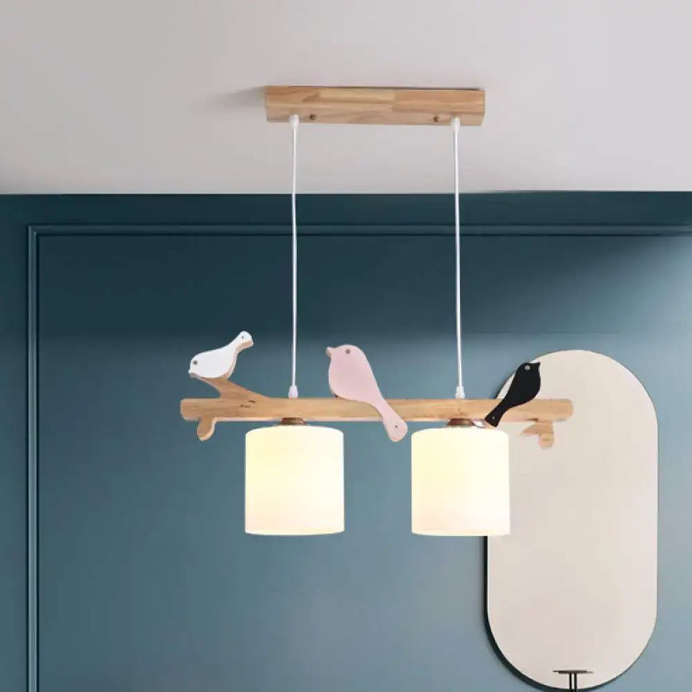 Modern wood branch bird pendant light kitchen island frosted glass