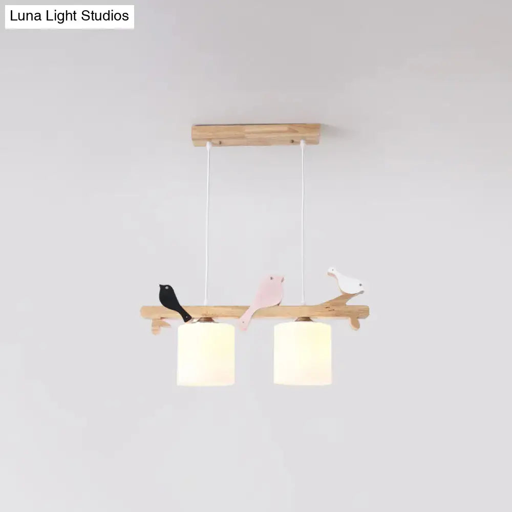 Modern wood branch bird pendant light kitchen island frosted glass