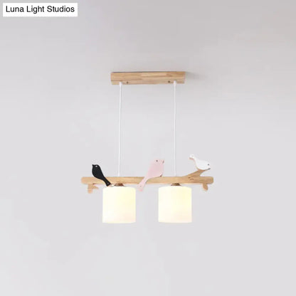 Modern wood branch bird pendant light kitchen island frosted glass