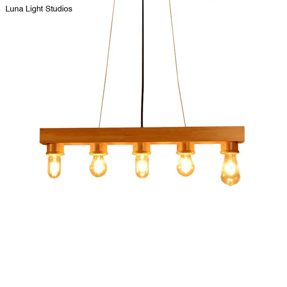 DecorBites™ Modern Wood Bubble Hanging Ceiling Light with 5 Beige Heads – Ideal for Dining Room