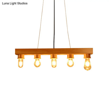 DecorBites™ Modern Wood Bubble Hanging Ceiling Light with 5 Beige Heads – Ideal for Dining Room