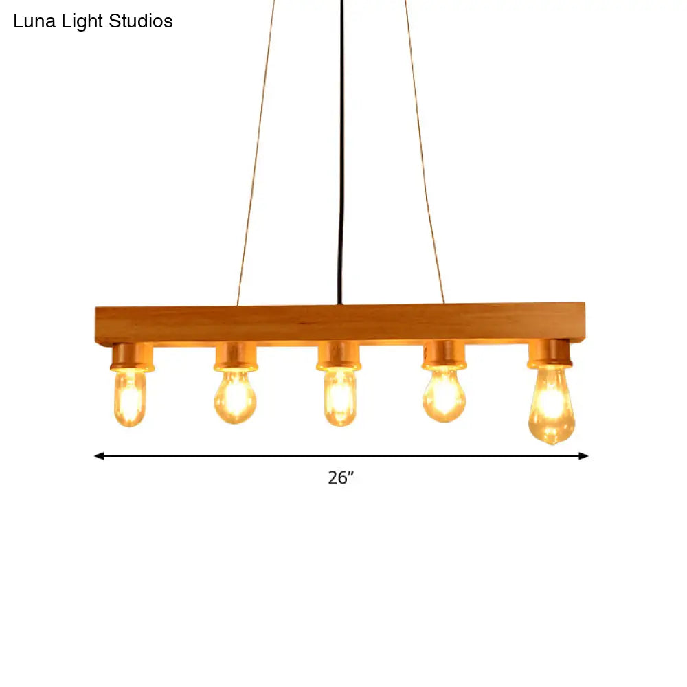 DecorBites™ Modern Wood Bubble Hanging Ceiling Light with 5 Beige Heads – Ideal for Dining Room