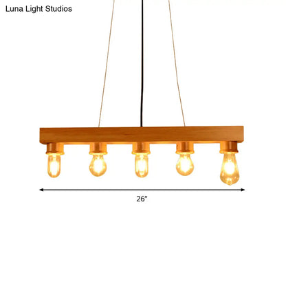 DecorBites™ Modern Wood Bubble Hanging Ceiling Light with 5 Beige Heads – Ideal for Dining Room
