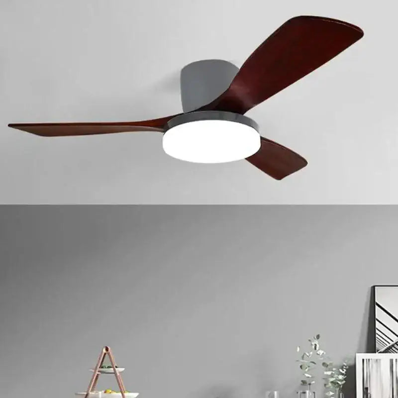 Modern wood ceiling fan light living room led fixture