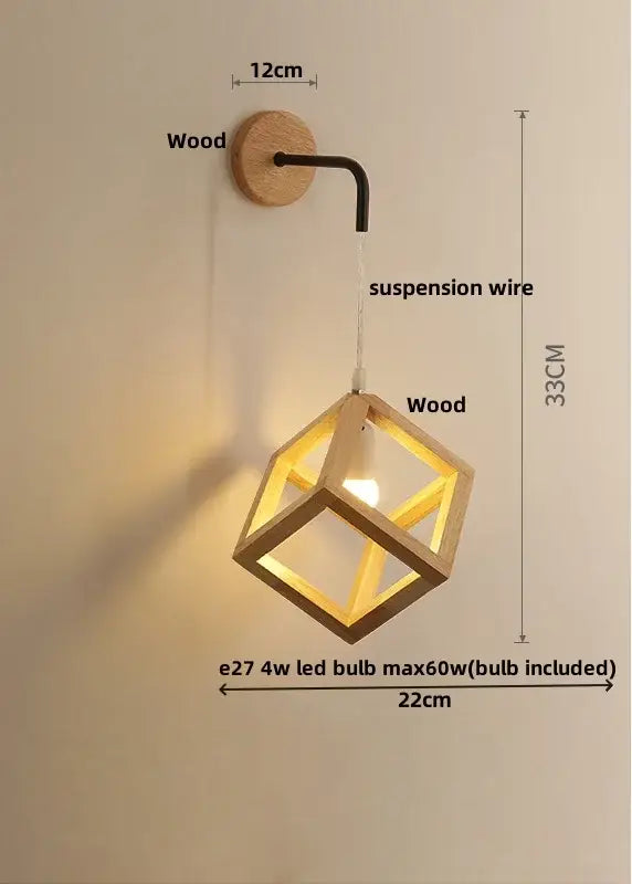 Modern wood cube led wall lights bedroom sconce