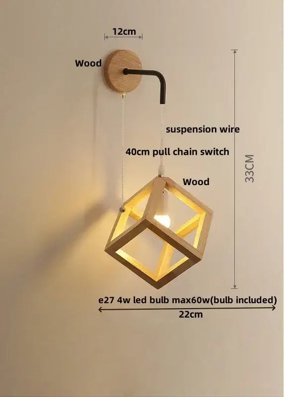 Modern wood cube led wall lights bedroom sconce