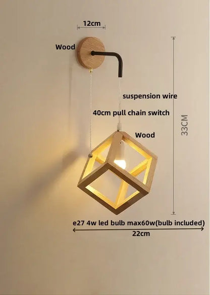Modern wood cube led wall lights bedroom sconce
