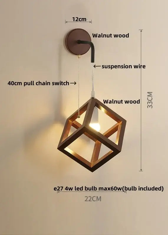Modern wood cube led wall lights bedroom sconce