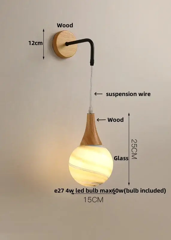 Modern wood cube led wall lights bedroom sconce