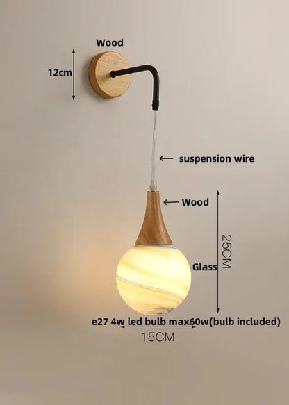 Modern wood cube led wall lights bedroom sconce
