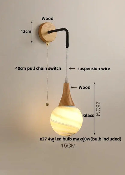 Modern wood cube led wall lights bedroom sconce