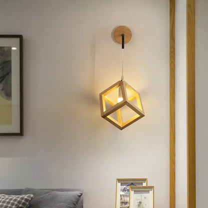 Modern wood cube led wall lights bedroom sconce