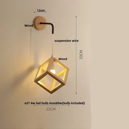 Modern wood cube led wall lights bedroom sconce
