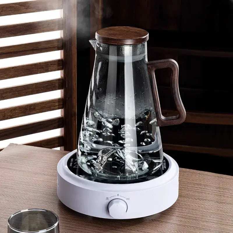 Modern wood handle glass cold water jug kitchen pitcher