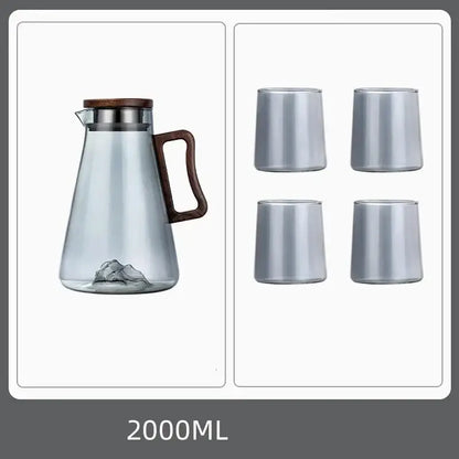 Modern wood handle glass cold water jug kitchen pitcher