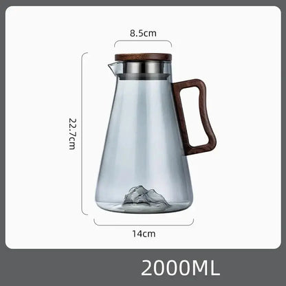 Modern wood handle glass cold water jug kitchen pitcher