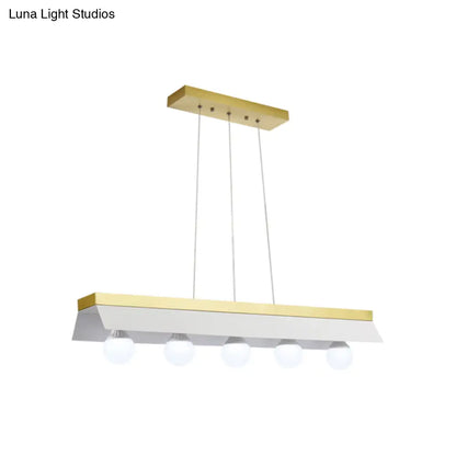 DecorBites™ Modern Wood Island Billiard Light with Black/White Shade - 3 or 5 Lights for Restaurant