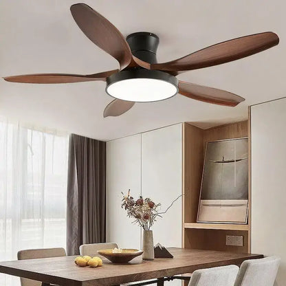 Modern wood led ceiling fan living room with remote control
