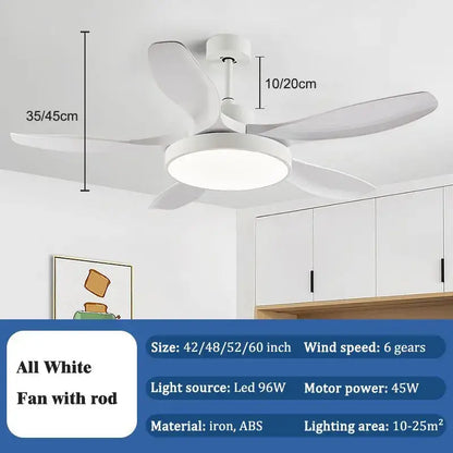 Modern wood led ceiling fan living room with remote control