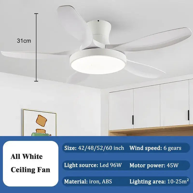 Modern wood led ceiling fan living room with remote control