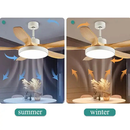 Modern wood led ceiling fan living room with remote control