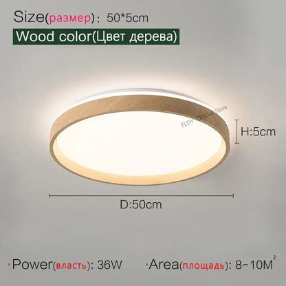 Modern wood led ceiling lamp bedroom circular light